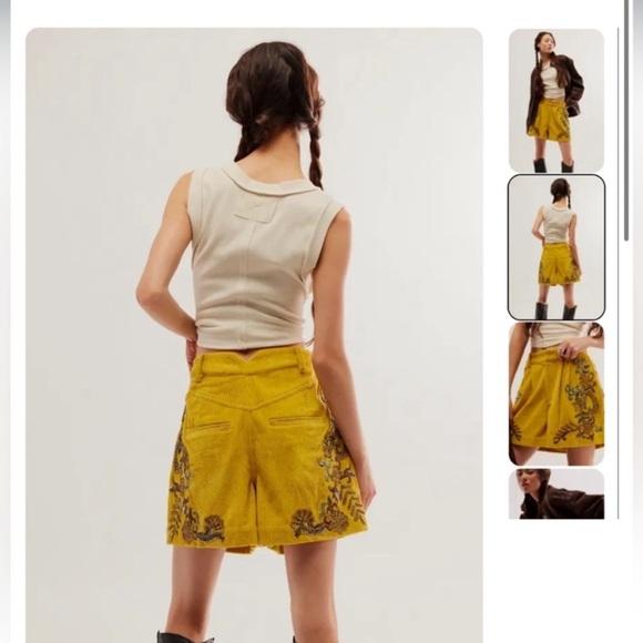 Free people Bali Rhapsody Embellished Corduroy Shorts NWOT size 2 - Picture 2 of 8